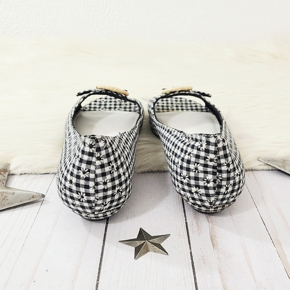 Vintage Mudd gingham daisy peep toe flats size 8 - Picture 3 of 6